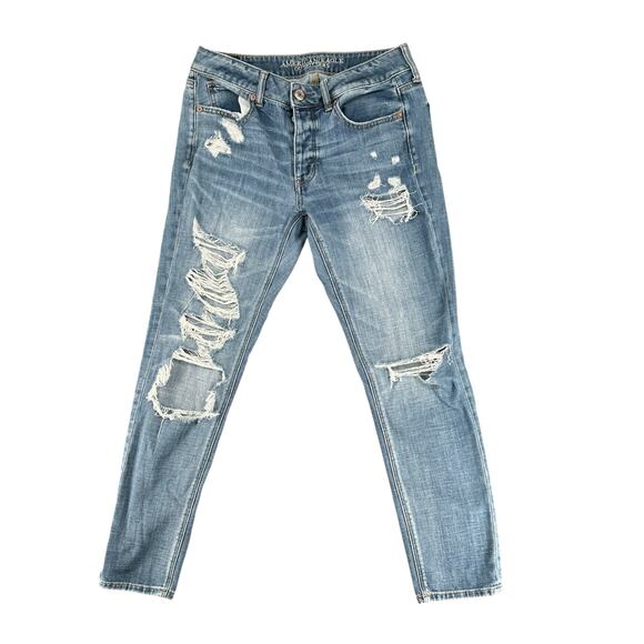 American Eagle Tomgirl Button Fly Distressed High Rise Jeans 4 Streetwear - Picture 1 of 5
